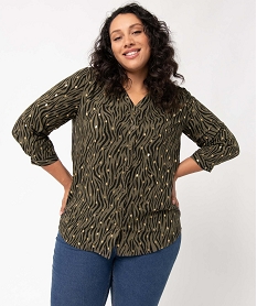 blouse femme grande taille a motifs pailletes avec col v et fermeture boutons imprimeD384401_1