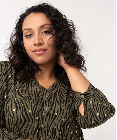 blouse femme grande taille a motifs pailletes avec col v et fermeture boutons imprimeD384401_2