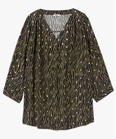 blouse femme grande taille a motifs pailletes avec col v et fermeture boutons imprime chemisiers et blousesD384401_4
