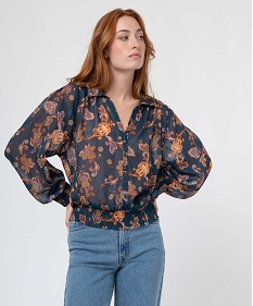 blouse femme a motifs et rayures scintillantes imprime blousesD384601_1