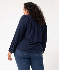 blouse femme grande taille unie ajustable dans le bas bleu chemisiers et blousesD385001_3