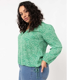 GEMO Blouse femme grande taille imprimée ajustable dans le bas Vert