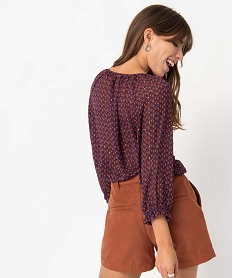 blouse femme imprimee en voile violetD385801_3