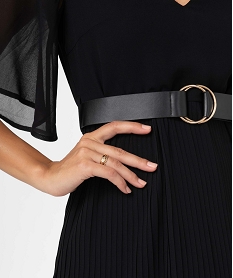 robe femme avec col v et jupe plissee noirD387301_2