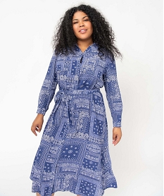 robe femme grande taille coupe chemise motif cachemire bleu robes chemisesD387701_1