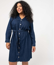 robe en jean femme grande taille forme chemise bleuD388201_1
