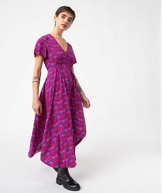GEMO Robe femme imprimée à manches courtes bas ample Rose