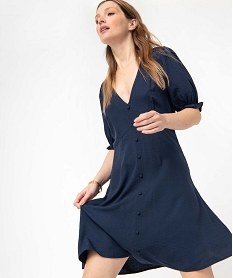 robe femme a manches courtes avec boutons fantaisie bleuD389401_1