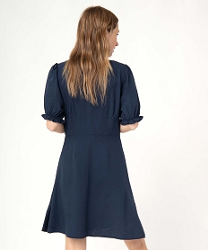robe femme a manches courtes avec boutons fantaisie bleuD389401_3