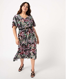 robe femme grande taille ample et fluide a col v imprimeD390101_1