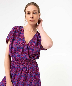 robe femme avec double decollete cache-coeur violetD390301_2