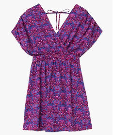 robe femme avec double decollete cache-coeur violetD390301_4