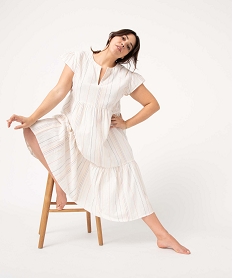 ROBE IMPRIME FLORAL ROBE RAYE FOND ECRU:40288710448-Coton////