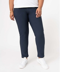 pantalon femme grande taille carotte texture a taille elastiquee bleu leggings et jeggingsD392001_1