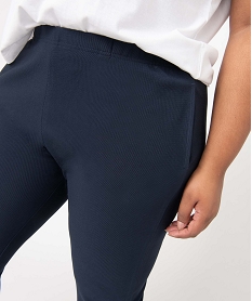 pantalon femme grande taille carotte texture a taille elastiquee bleuD392001_2