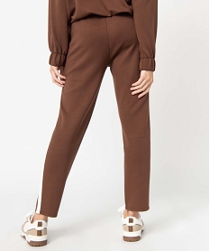 pantalon de jogging femme avec bandes contrastantes sur les cotes brun pantalonsD392101_3