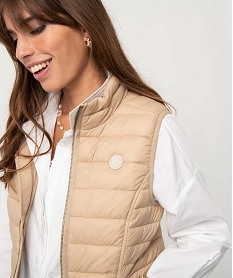 blouson femme sans manches en matiere matelassee beige manteauxD392501_2