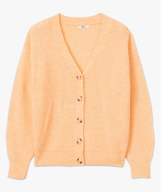 gilet femme avec col v et details ajoures orange giletsD393101_4