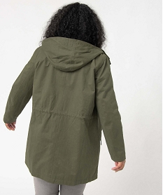 parka femme grande taille a capuche toucher peau de peche vertD393801_3