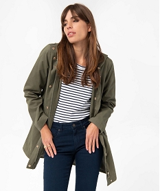 GEMO Trench à capuche avec boutons métalliques femme Vert