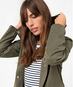 trench a capuche avec boutons metalliques femme vert manteauxD393901_2