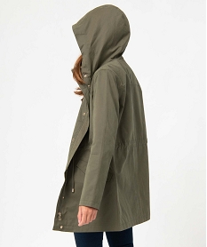 trench a capuche avec boutons metalliques femme kaki standard manteauxD393901_3