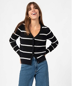 MARO MULTICOLORE GILET RAYE NOIR ET BL:40289510194-Coton////