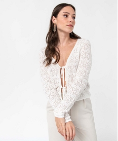 TEE-SHIRT ROSE VIF GILET ECRU:40289510200-Coton////