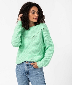 GEMO Pull femme en grosse maille fantaisie vert standard