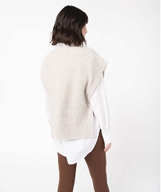 pull femme sans manches ouvert sur les cotes beige pullsD395901_3