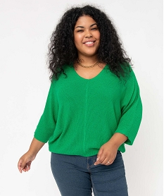 pull femme grande taille a manches chauve-souris et maille pailletee vert pulls et giletsD398401_1