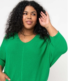 pull femme grande taille a manches chauve-souris et maille pailletee vert pulls et giletsD398401_2