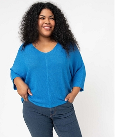 pull femme grande taille a manches chauve-souris et maille pailletee bleu pulls et giletsD398501_1