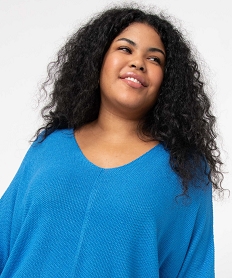 pull femme grande taille a manches chauve-souris et maille pailletee bleu pulls et giletsD398501_2