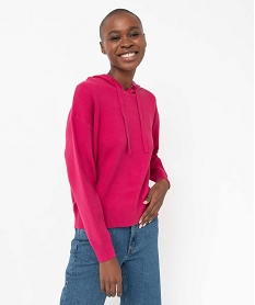 pull femme a capuche ajustable par cordon roseD399001_1