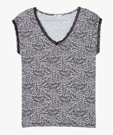 tee-shirt femme imprime avec finitions dentelle imprimeD400101_4