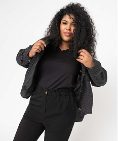GEMO Tee-shirt manches courte à col V femme grande taille noir standard