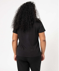 tee-shirt femme grande taille avec col v noir t-shirts en cotonD400301_3
