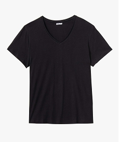 tee-shirt femme grande taille avec col v noir t-shirts en cotonD400301_4