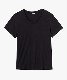 tee-shirt manches courte a col v femme grande taille noir standard t-shirts manches courtesD400301_4