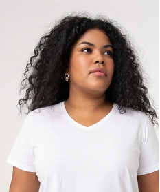 tee-shirt manches courte a col v femme grande taille blanc t-shirts col vD400401_2