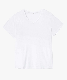 tee-shirt manches courte a col v femme grande taille blanc t-shirts col vD400401_4