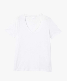 tee-shirt a manches courtes avec col v roulotte femme blanc standard t-shirts manches courtesD400601_4