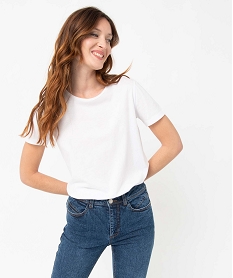 tee-shirt a manches courtes et col rond femme blanc standard t-shirts manches courtesD401001_2
