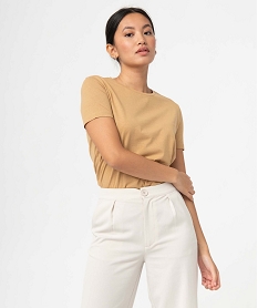 tee-shirt a manches courtes et col rond femme beige t-shirts manches courtesD401301_1