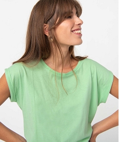 tee-shirt femme a manches courtes avec revers vert t-shirts manches courtesD401501_2