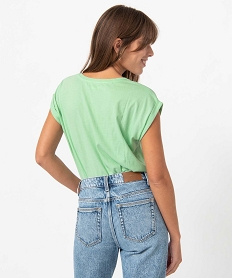 tee-shirt femme a manches courtes avec revers vert t-shirts manches courtesD401501_3