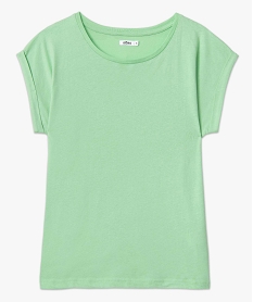 tee-shirt femme a manches courtes avec revers vert t-shirts manches courtesD401501_4
