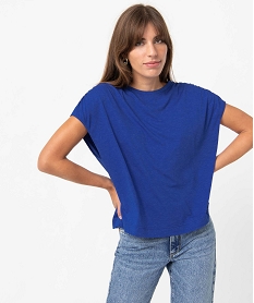 tee-shirt femme loose et paillete bleuD402301_1