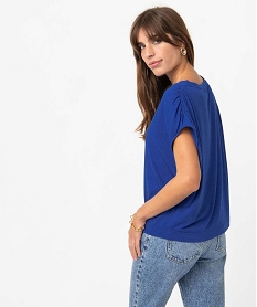 tee-shirt femme loose et paillete bleuD402301_3